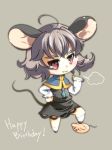  animal_ears blush chibi hand_on_hip happy_birthday hips kehukoete mouse_ears mouse_tail nazrin red_eyes simple_background smile solo tail touhou 