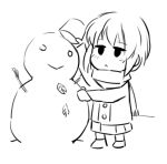  :&lt; chibi drawfag gebyy-terar monochrome nagato_yuki scarf short_hair skirt snowman solo suzumiya_haruhi_no_yuuutsu winter_clothes 