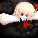  ascot blonde_hair cocozasa fang hair_ribbon open_mouth outstretched_arms red_eyes ribbon rumia shirt short_hair skirt skirt_set smile solo the_embodiment_of_scarlet_devil touhou youkai 