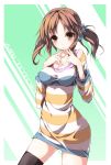  awa_yume black_legwear blush breasts brown_eyes brown_hair character_name dress highres idolmaster jewelry necklace smile solo thigh-highs thighhighs totoki_airi twintails 
