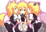  animal_ears blonde_hair blush bow braid cat_ears gigokku hair_bow hand_on_head kemonomimi_mode kirisame_marisa long_hair multiple_girls multiple_persona no_hat no_headwear open_mouth smile tail touhou yellow_eyes 