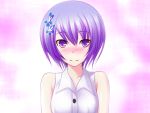  bare_shoulders blue_hair hair_ornament kawagishi_keitarou maji_de_watashi_ni_koi_shinasai! purple_eyes shiina_miyako short_hair smile solo violet_eyes 