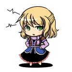  blonde_hair character_request chibi dress green_eyes hands_on_hips kou512a mizuhashi_parsee scarf simple_background solo touhou white_background 