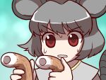  animal_ears chikuwa face food grey_hair mono1192000 mono_(moiky) mouse_ears mouse_tail nazrin no_nose red_eyes solo sweat sweatdrop tail touhou 