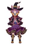  animal_ears boots dress gloves hat highres kansou_samehada looking_at_viewer original purple_eyes purple_hair shirt short_hair simple_background smile solo standing violet_eyes white_background witch witch_hat 
