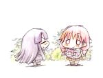  baku_taso braid chibi closed_eyes dress eating eyes_closed inu_x_boku_ss long_hair multiple_girls pink_eyes pink_hair pout purple_hair roromiya_karuta shirakiin_ririchiyo skirt twin_braids 