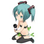  alternate_hair_length alternate_hairstyle aqua_eyes aqua_hair bad_id bandeau boots child flat_chest hatsune_miku microphone simple_background sitting solo spring_onion tamakorogashi tears thigh-highs thigh_boots thighhighs tubetop twintails vocaloid wariza white_background young 