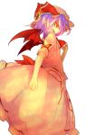  absurdres bat_wings futatsuki_eru hat highres pointy_ears profile purple_hair remilia_scarlet short_hair sideways_mouth sife simple_background solo touhou white_background wings 