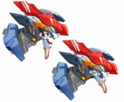  chinese_commentary commentary_request eva_01 from_side glowing glowing_eye gquuuuuux green_eyes gundam gundam_gquuuuuux head_only highres mecha mosiaz328 multiple_views neon_genesis_evangelion no_humans open_mouth profile robot science_fiction simple_background white_background 