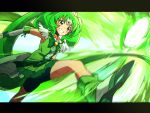  bike_shorts blush bowtie choker circlet cure_march dress green green_dress green_eyes green_hair grin kicking letterboxed long_hair magical_girl midorikawa_nao ponytail precure shorts_under_skirt skirt smile smile_precure! solo tri_tails ume_(plumblossom) very_long_hair 
