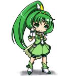  boots chibi circlet cure_march detached_sleeves dress green green_dress green_eyes green_hair hair_ornament kou512a long_hair midorikawa_nao ponytail precure shorts_under_skirt simple_background smile_precure! solo white_background 