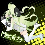  boots breasts green_eyes green_hair hat headphones headset highres long_hair mac macintosh macloid macne_nana shoes solo thighhighs 