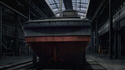  boat building day game_asset hentai_prison highres indoors industrial_pipe mikago_kotaro no_humans non-web_source official_art scenery self-datamine shadow stairs variant_set visual_novel_cg watercraft window 