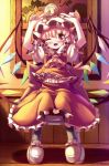  blush fang flandre_scarlet hat red_eyes sitting takahero tiger touhou window wings wink 