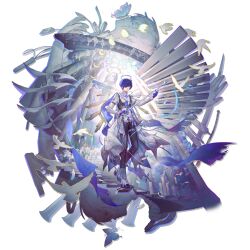  1boy absurdres ammunition_belt angel angel_statue angel_wings arknights arm_strap belt bird black_pants black_shoes blue_eyes blue_gloves blue_hair blue_necktie candle candlestand church closed_eyes closed_mouth column detached_wings digital_walkman earphones european_architecture falling_feathers feathers flower full_body game_asset gloves gun hair_over_one_eye highres holding holding_gun holding_sword holding_weapon holster id_card jewelry light_smile loafers long_sleeves looking_at_viewer moon_phases mp3_player multiple_views necklace necktie non-web_source official_alternate_costume official_art on_stairs one_eye_covered pants persona persona_3 persona_3_reload pillar rapier ribbed_shirt ribbon rifle sheath shirt shoes short_hair solo spiral_staircase stained_glass stairs standing stole studio_montagne sword tachi-e thigh_belt thigh_strap transparent_background walkman_nw-s203f weapon white_belt white_bird white_flower white_shirt wings yuuki_makoto_(in_witness_of_glory)_(persona_3) yuuki_makoto_(persona_3) 
