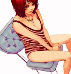  breasts camisole chair cleavage collarbone jewelry lace-trimmed_panties legs lips lipstick matsuo_hiromi necklace original panties red_hair redhead sitting solo thighs underwear 