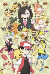  >_< 3boys 4girls :t alolan_raichu alolan_raticate alolan_rattata alternate_color asymmetrical_bangs baseball_cap beanie bibarel bidoof black_choker black_hair black_jacket black_shirt blonde_hair blush blush_stickers bonnie_(pokemon) brown_eyes brown_pants brown_shirt cheek-to-cheek child choker closed_eyes closed_mouth commentary_request dark-skinned_male dark_skin dedenne dot_nose earrings elesa_(pokemon) emolga eyelashes food greedent green_eyes green_hair green_shoes grid_background hair_between_eyes hair_ornament hair_ribbon hairclip hand_on_headwear hand_on_own_hip hat hau_(pokemon) headphones heads_together highres hikari_(pokemon) holding holding_food holding_pokemon jacket jewelry long_hair long_sleeves malasada marnie_(pokemon) minun morpeko morpeko_(full) multiple_boys multiple_girls okiza_yuuri on_head open_clothes open_jacket open_mouth orange_hair pachirisu pants patrat pichu pikachu pikaclones pink_scarf pink_skirt plusle pokemon pokemon_(anime) pokemon_(creature) pokemon_black_and_white pokemon_on_head pokemon_red/green/blue/yellow pokemon_sun_and_moon pokemon_sword_and_shield pokemon_the_series:_diamond_and_pearl pokemon_the_series:_xy raichu raticate rattata red_(pokemon) red_hat red_jacket red_ribbon ribbon scarf shiny_and_normal shiny_pokemon shirt shoes short_hair short_hair_with_long_locks short_sleeves side_ponytail skirt skwovet sleeveless sleeveless_shirt smile spiky-eared_pichu sweatdrop togedemaru twintails undercut v-neck watchog white_hat white_shirt white_skirt 