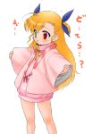  bottomless child heterochromia long_hair mahou_shoujo_lyrical_nanoha mahou_shoujo_lyrical_nanoha_strikers oversized_clothes ribbon translation_request vivio young 