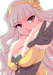  cleavage gloves hair_ornament hairband idolmaster large_breasts long_hair nokia_(harusion) red_eyes shijou_takane silver_hair 