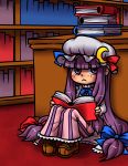  1girl book highres kouotsu library patchouli_knowledge reading sitting solo touhou voile 