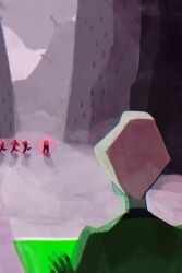  5girls commentary english_commentary from_behind gem_(steven_universe) gem_kindergarten highres holographic_touchscreen homeworld_gem_uniform in-universe_location landscape multiple_girls original outdoors peridot_facet_6c4t_cut_2xj rose_quartz_facet_5_cut_5xl running science_fiction standing steven_universe thefaeriemerchant 