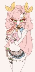 1girl animated_gif eating hot_dog long_hair nicole_demara nicole_demara_(cunning_cutie) official_alternate_costume zenless_zone_zero