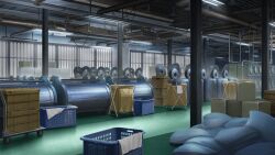  box cable cardboard_box ceiling_light game_asset hentai_prison highres indoors industrial_pipe laundry laundry_basket mikago_kotaro no_humans non-web_source official_art scenery self-datamine variant_set visual_novel_cg 