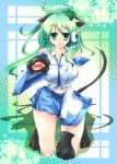 animal_ears breasts cat_ears cat_paws cat_tail detached_sleeves green_eyes green_hair kemonomimi_mode kneeling kochiya_sanae large_breasts paws solo tail tomcho touhou 