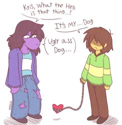  1girl 1other androgynous antenna_hair blue_pants brown_hair brown_pants cardigan colored_skin commentary deltarune denim english_commentary english_text furry furry_female green_sweater highres holding holding_rope invisible_floor jeans kris_(deltarune) long_hair long_sleeves no_eyes nrdeluxe open_cardigan open_clothes pants purple_cardigan purple_skin red_soul_(utdr) reptile_girl rope shaded_face short_hair simple_background soul_(utdr) standing susie_(deltarune) sweater torn_clothes torn_jeans torn_pants utdr_(toby_fox) white_background yellow_skin 
