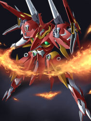  clenched_hands commentary_request fire full_body glowing glowing_eyes granvale green_eyes index_finger_raised kiriya_obu_gn looking_at_viewer mecha mecha_focus no_humans pointing pointing_up pyrokinesis robot science_fiction shoulder_cannon standing super_robot super_robot_wars super_robot_wars_original_generation super_robot_wars_the_lord_of_elemental the_2nd_super_robot_wars_og 