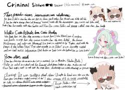  3girls aqua_hair black_bow blonde_hair blush bow bowtie braid closed_mouth earrings english_commentary english_text gloves hair_ornament halo hat highres jewelry long_hair magical_girl mahou_shoujo_ikusei_keikaku mahou_shoujo_ikusei_keikaku_criminal_sisters multicolored_halo multiple_girls nokko-chan open_mouth pink_eyes purple_bow purple_bowtie rain_pow red_eyes smile spoilers sunglasses teepa twin_stars_cutie_altair twintails white_gloves 