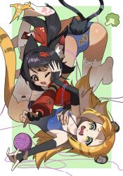 animal_ears cat_ears cat_tail ju_fufu long_hair multiple_girls nekomata nekomiya_mana tiger_ears tiger_tail zenless_zone_zero
