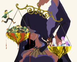  6+girls anastasia_hoshin balance_scale beatrice_(re:zero) bikini black_bikini black_cape black_dress black_hair black_veil blonde_hair blood blue_hair boots breasts brown_boots cape commentary_request corpse crying death detached_sleeves dress emilia_(re:zero) flower front-tie_bikini_top front-tie_top fur_hat green_jacket hair_flower hair_ornament hair_ribbon hat high_ponytail highres holding_scale jacket julius_juukulius jumping knight long_hair long_sleeves maid_headdress meili_portroute multiple_boys multiple_girls natsuki_subaru open_mouth orange_cloak pizyyy229172 pointing ponytail purple_hair purple_ribbon ram_(re:zero) re:zero_kara_hajimeru_isekai_seikatsu rem_(re:zero) ribbon rose sad satella_(re:zero) scarf shaula_(re:zero) short_hair siblings simple_background swimsuit tears twins two-tone_cape veil veil_over_eyes very_long_hair weighing_scale white_background white_cape white_flower white_hair white_rose 
