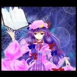  book bow hair_bow hair_ribbon hat long_hair magic_circle patchouli_knowledge purple_hair ribbon solo touhou violet_eyes 