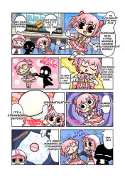  >_< >_o 3girls alternate_language audience back_bow bare_shoulders black_shirt blue_sky blunt_bangs bodystocking bow bow_choker bowtie brooch buttons center_frills chain chibi choker clenched_teeth cloak clouds corset crop_top daifuku day detached_sleeves dot_nose eating emphasis_lines english_text excited food food_bite food_wrapper frilled_socks frills gem gloves gold_chain hair_between_eyes hair_bow happy holding holding_food hood hood_up hooded_cloak ichigo_daifuku jewelry kaname_madoka kneehighs leaning_to_the_side lock looking_at_viewer magia_record:_mahou_shoujo_madoka_magica_gaiden magical_girl mahou_shoujo_madoka_magica mahou_shoujo_madoka_magica:_walpurgis_no_kaiten mahou_shoujo_madoka_magica_magia_exedra meta miniskirt movie_theater multiple_girls namae_(magia_exedra) one_eye_closed open_mouth outdoors outstretched_arms padlock papa_(shimeguru) petticoat pink_bow pink_bowtie pink_corset pink_eyes pink_gem pink_hair pink_skirt pointing pointing_at_self pout puffy_short_sleeves puffy_sleeves red_bow red_choker red_shoes shirt shoes short_hair short_sleeves short_twintails sidelocks skirt sky skyline sleeveless sleeveless_shirt smile socks sparkle speech_bubble sticker tamaki_iroha teeth twintails wagashi wavy_mouth white_cloak white_gloves white_shirt white_sleeves white_socks yellow_eyes 