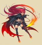  belt beltskirt bike_shorts boots cape latex legs long_hair lvans midriff multicolored_legwear open_mouth red_eyes red_hair redhead shakugan_no_shana shana simple_background solo strap thigh-highs thigh_boots thighhighs weapon whip 