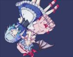  bad_id bat_wings blue_eyes blue_hair braid enone hand_on_another's_cheek hand_on_another's_face hat izayoi_sakuya maid multiple_girls remilia_scarlet short_hair silver_hair touhou twin_braids wings 