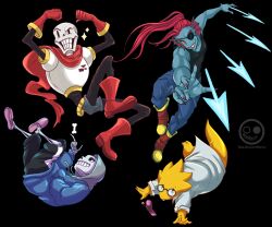  2023 2boys 2d 2girls alphys anthro artist_logo artist_name black_background blue_jacket blue_skin bone brothers clenched_hands digital_media falling female fish fish_girl flexing flip_phone foreshortening friends glasses gloves hair hood hood_up humanoid index_finger_raised jacket lizard lizard_girl long_hair male monster monster_boy monster_girl papyrus_(undertale) phone ponytail red_eyes red_gloves red_hair reptile reptile_girl sans_(undertale) scalie sharp_teeth simple_background skeleton slippers sparkle spear thejessofmess undead undertale undyne weapon yellow_sclera yellow_skin 