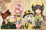  &gt;_&lt; ahoge animal_ears black_hair black_wings blush box brown_hair cake cape cat_ears cat_tail closed_eyes dress extra_ears fang flying_sweatdrops food gift gift_box green_dress green_eyes hair_ribbon hairband hat hat_ribbon head_tilt heart kaenbyou_rin komeiji_koishi komeiji_satori multiple_girls multiple_tails open_mouth pink_eyes pink_hair plate pointy_ears reiuji_utsuho ribbon shirt siblings silver_hair sisters skirt smile sweatdrop tail third_eye touhou toutenkou white_day wings wink 