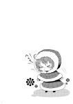  chibi coat comic doujinshi flower highres kazami_yuuka mokku monochrome plaid sneezing touhou translated translation_request 