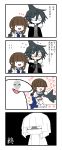  1girl 2boys 4koma comic fukami heart jealous mogeko_(okegom) multiple_boys oounabara_to_wadanohara petting samekichi shark syake_(wadanohara) translated wadanohara 