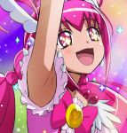  arm_up armpits cure_happy haruyama hoshizora_miyuki light_particles long_hair magical_girl open_mouth pink_eyes pink_hair precure smile_precure! solo sparkle tiara twintails 