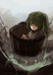  bucket green_eyes green_hair kisume long_hair sketch solo touhou twintails urin 