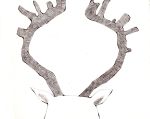  antlers head male monochrome original reindeer reindeer_antlers solo traditional_media yonezu_kenshi 