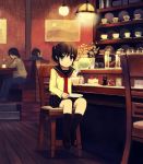  cafe cat kimura_(pixiv178485) original school_uniform sitting 