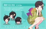  :3 ahoge angry araragi_tsukihi artist_request bakemonogatari bird black_eyes black_hair blush bob_cut character_sheet fried_egg hair_ornament japanese_clothes kimono looking_back monogatari_(series) nisemonogatari official_art sandals short_hair short_kimono smile squatting translated watanabe_akio 