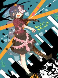  bad_id chinese_clothes fang hat highres jiangshi kaku_seiga miyako_yoshika open_mouth outstretched_arms ringetsumon shoes silhouette skirt soga_no_tojiko solo touhou wink zombie_pose 