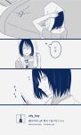  bed cellphone comic english kuko monochrome no_eyes phone short_hair torinoko_city_(vocaloid) towel translated translation_request twitter vocaloid 