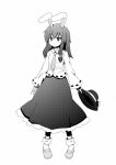  animal_ears bunny_ears greyscale hat hat_removed headwear_removed long_hair monochrome necktie sai_(bankoru) simple_background solo touhou usami_renko white_background 
