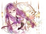  akemi_homura bad_id braid glasses hair_half_undone hairband holding lantern long_hair mahou_shoujo_madoka_magica purple_eyes purple_hair ribbon roman_numerals shain_roki single_braid solo violet_eyes 